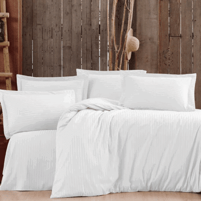 "Line" Bettwäsche Set Weiß