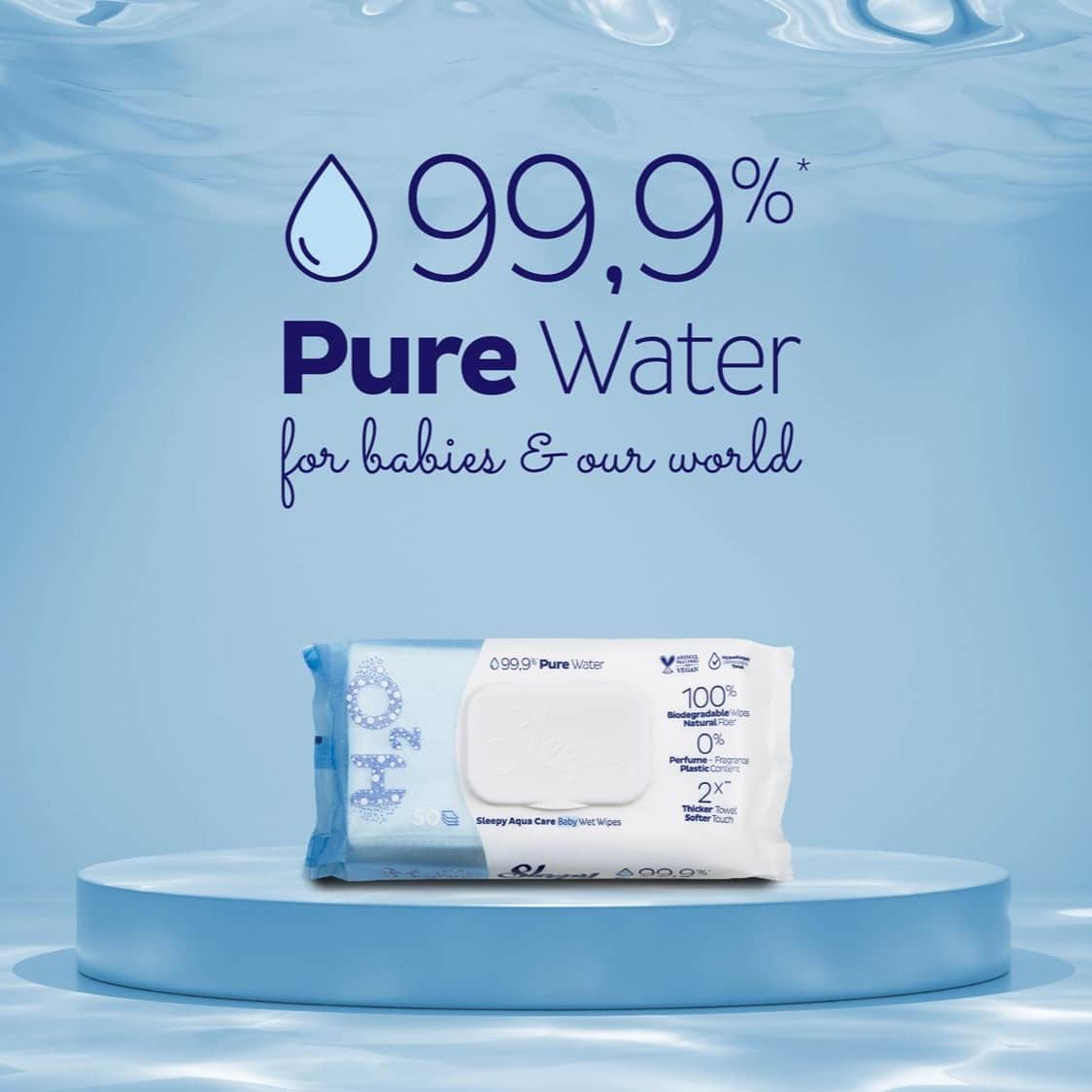 Sleepy "99,9% reines Wasser" Feuchttücher für Baby & Haut – Bild 2