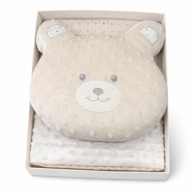 Babydecke mit Teddykissen Beige