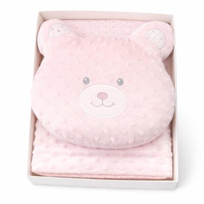 Babydecke mit Teddykissen Hellrosa