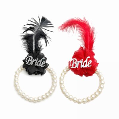 "Bride" Armbändchen mit Perlen & Feder
