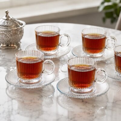 "Vogue" Glastasse mit Untertasse - 12 teilig