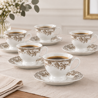 "Fleury" Kaffeetassen Set - Braun